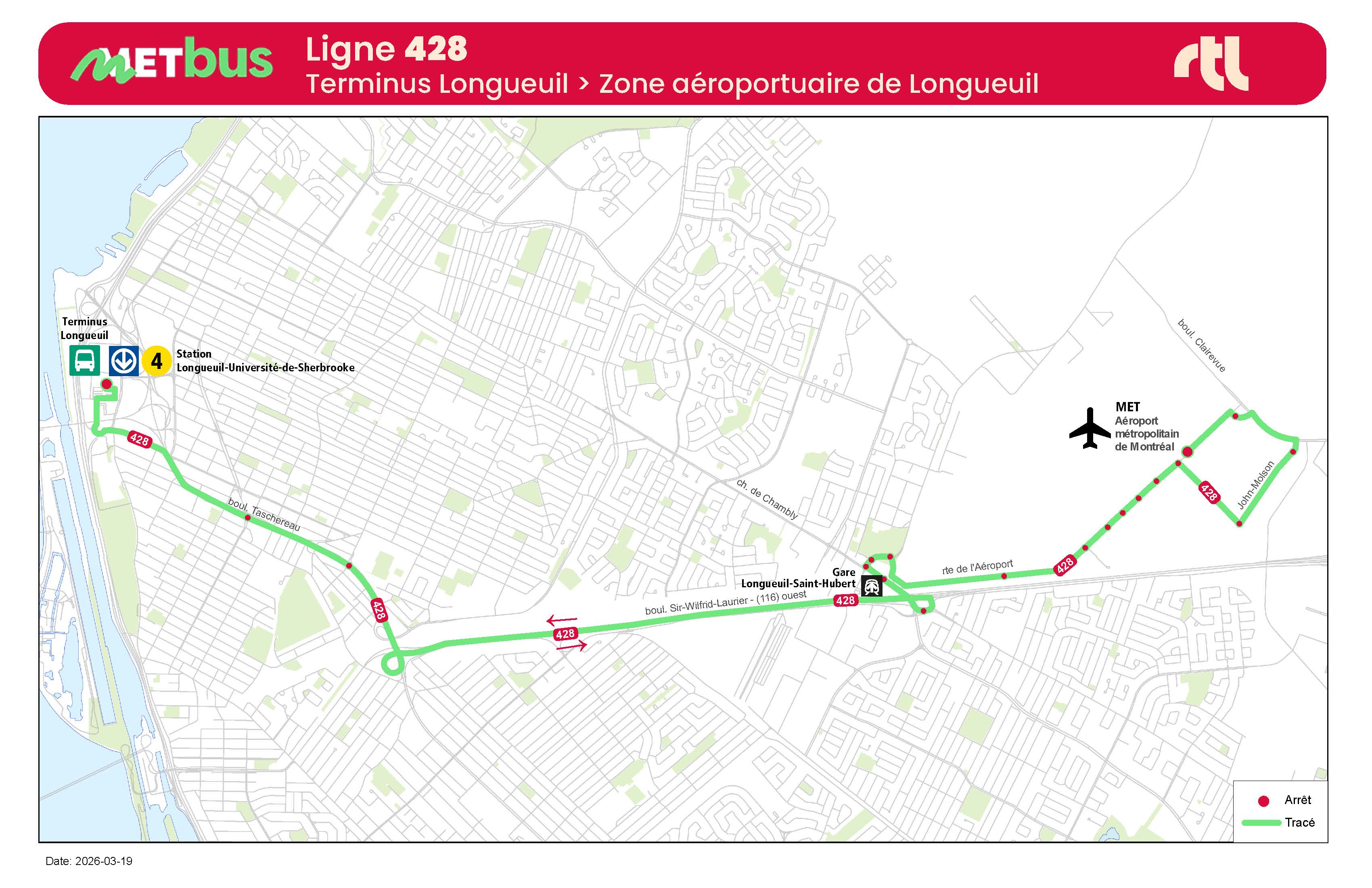428 METbus - Carte trajet Carte du trajet de la ligne 428 METbus